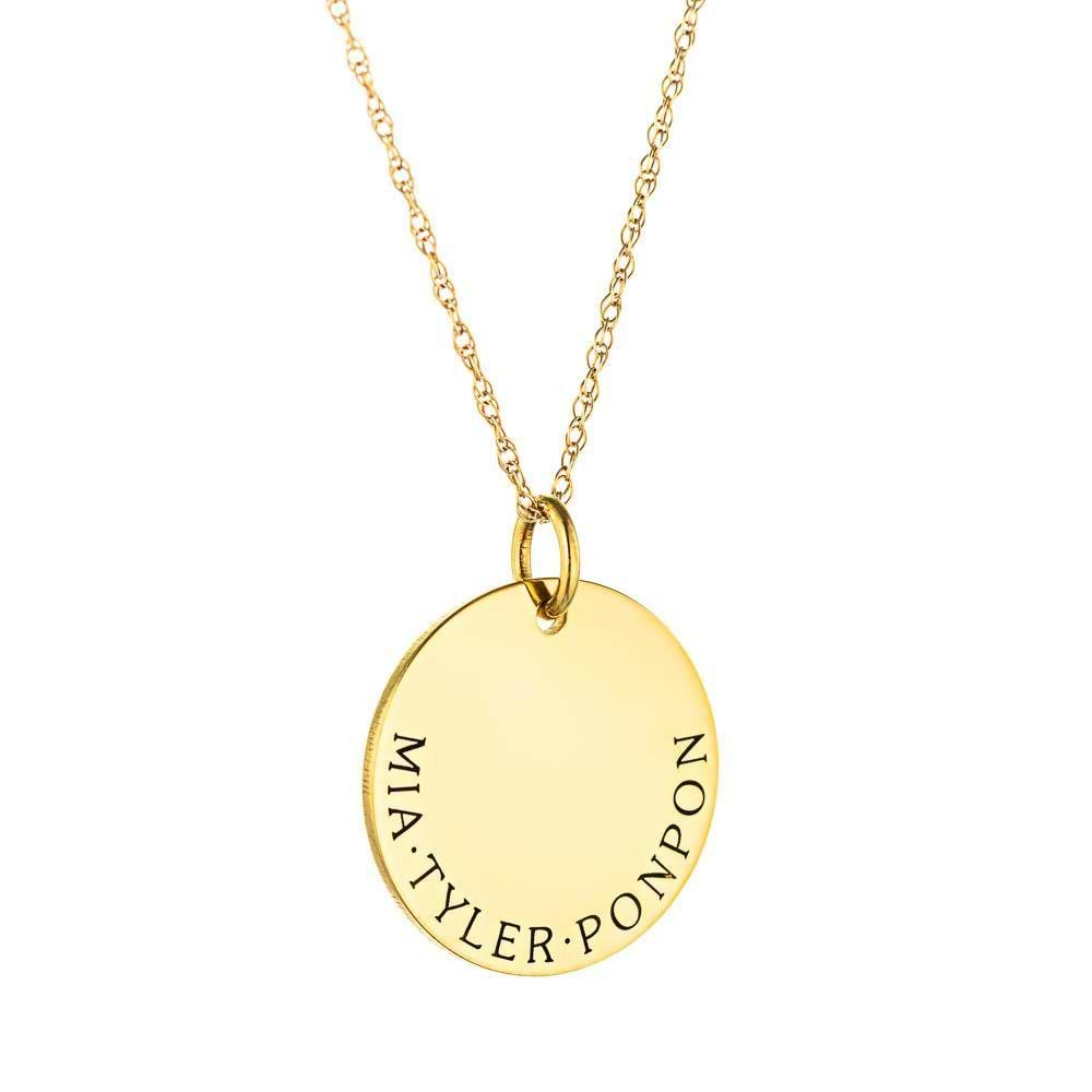 Multi-Name Disc Necklace in 14K yellow gold 