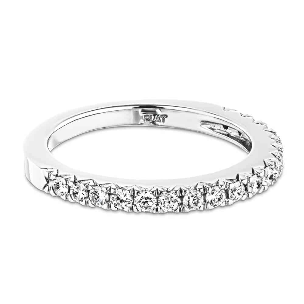 Novu Diamond Accented Wedding Band shown in Platinum|Novu Diamond Accented Wedding Band shown in Platinum