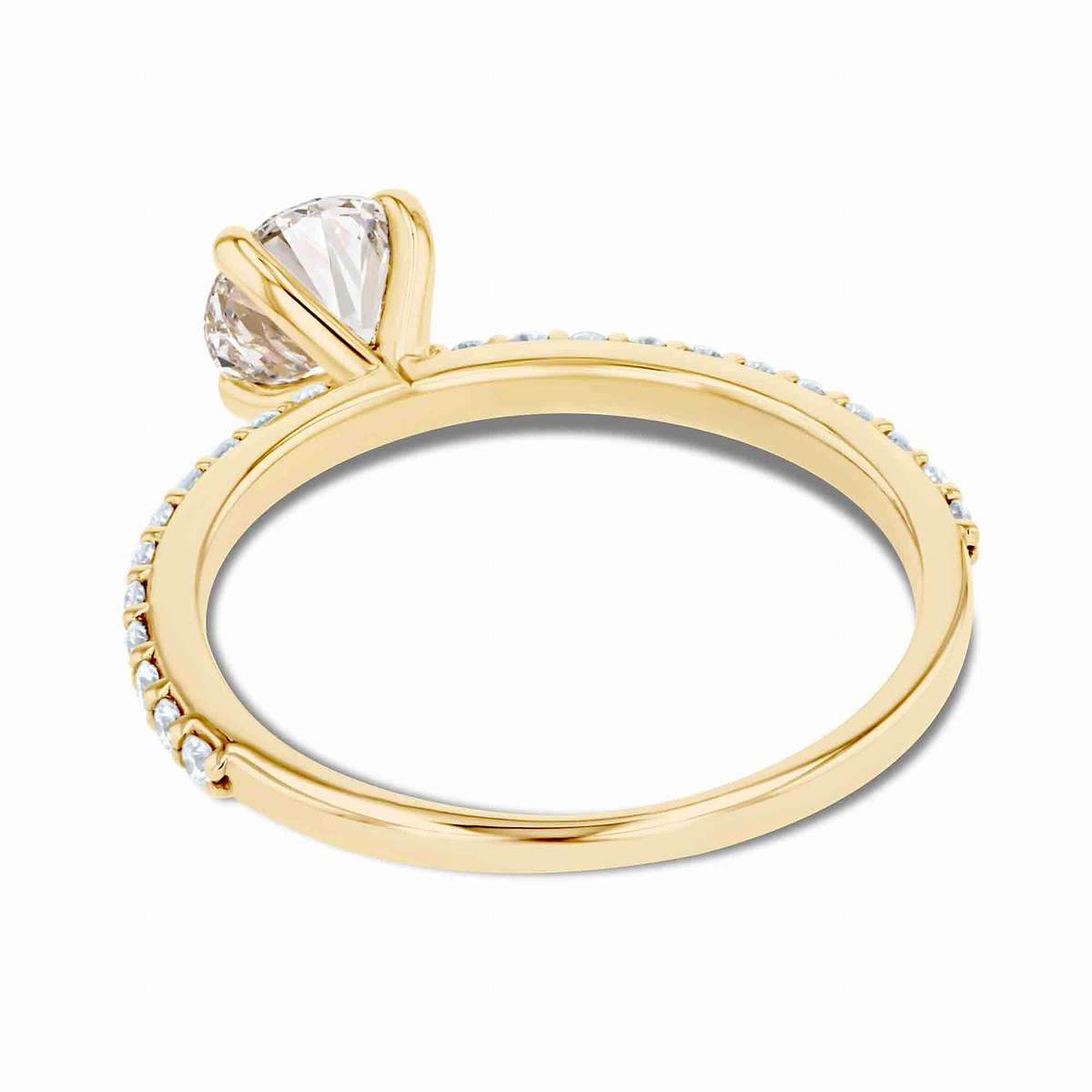 Olivia Accented Engagement Ring set with a 0.80ct Round Cut Lab-Grown Diamond in 14K Yellow Gold