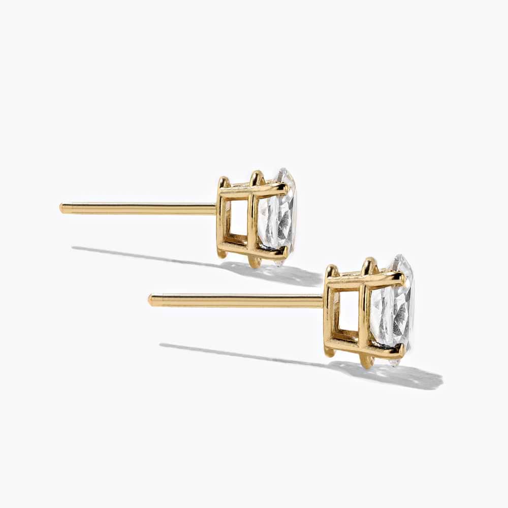 Basket Stud Earrings - 1.0ctw Oval Cut Diamond Hybrids (RTS)