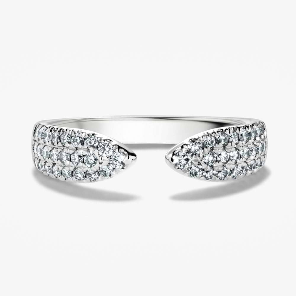 Shown in 14K White Gold|pave set open band ring with lab grown diamonds in 14k white gold