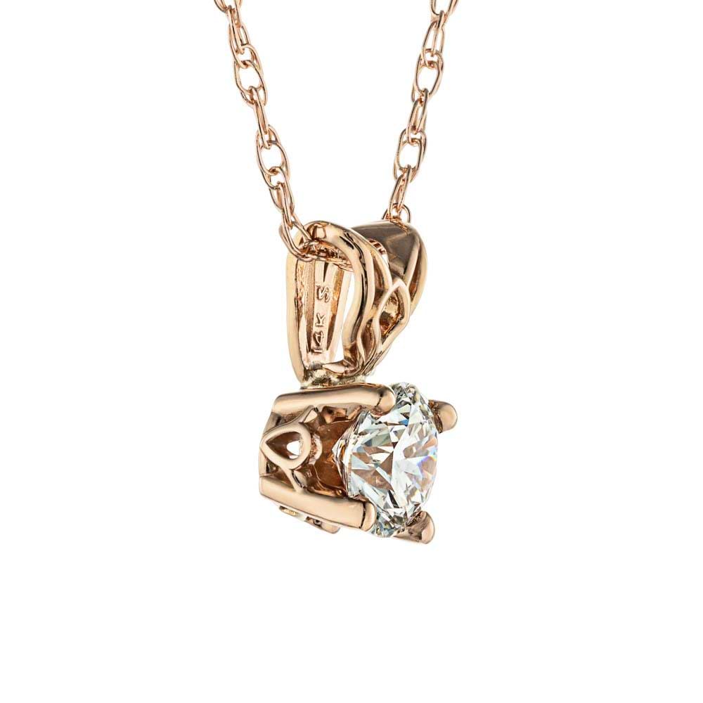 Round Scroll Pendant in recycled 14K rose gold | gold pendant scroll setting 4 prong