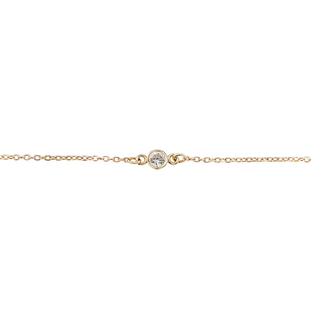 Single Stone Bracelet in 14K Yellow Gold|lab grown diamond single stone bracelet shown in 14k yellow gold metal