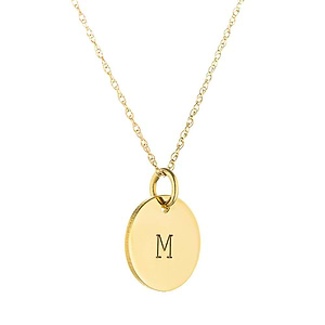  letter disc pendant necklace gold