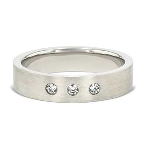 lab grown diamond accented band in 14k white gold metal with satin finish
