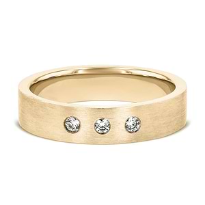 lab grown diamond accented band in 14k yellow gold metal with satin finish