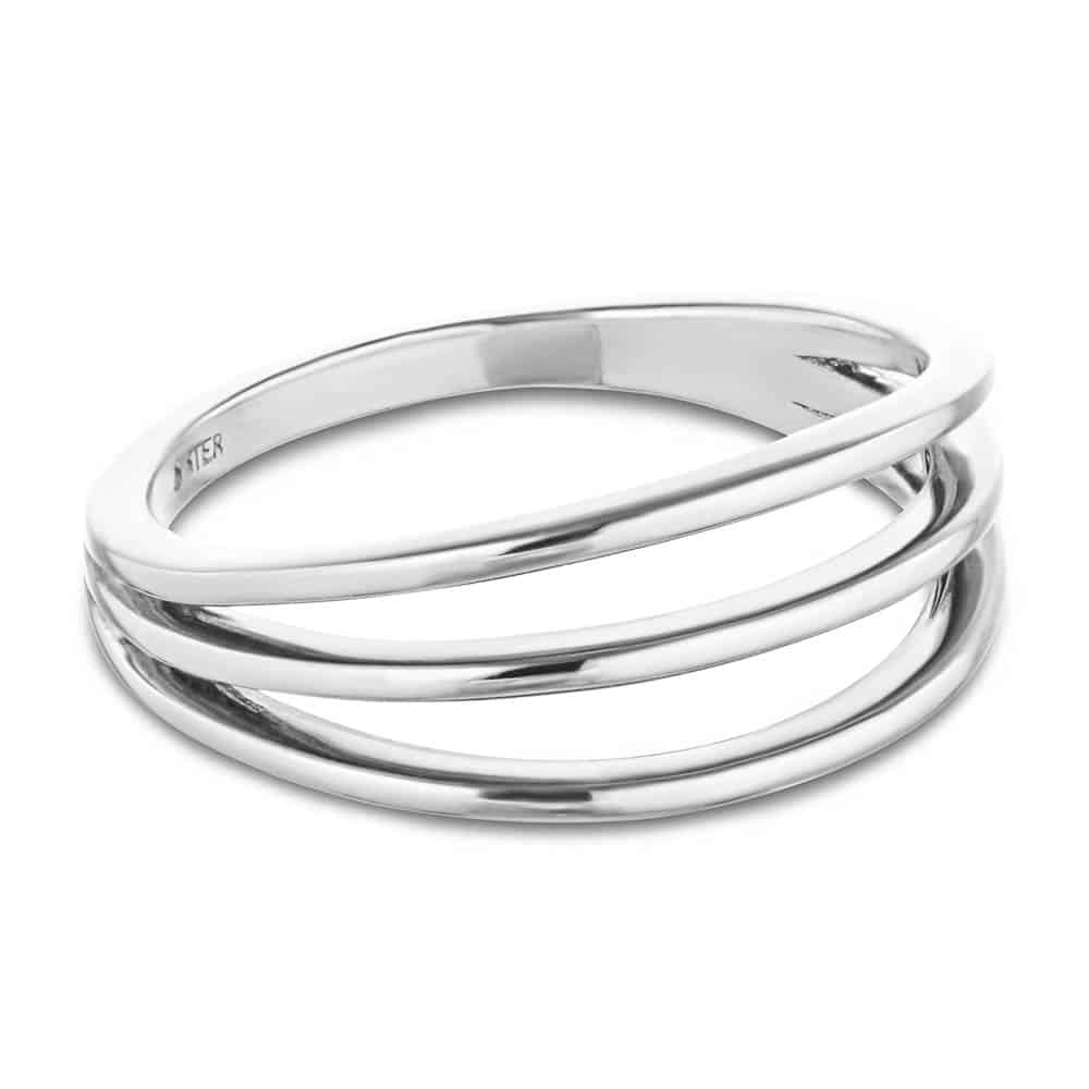Three row ring design in recycled 14K white gold | fashion ring Three row ring design recycled 14K white gold