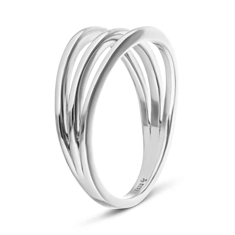 Three row ring design in recycled 14K white gold | fashion ring Three row ring design recycled 14K white gold