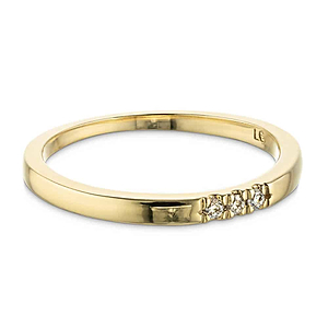  Three stone French-set band lab grown diamonds recycled 10K yellow gold