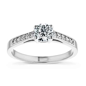 Ethical beautiful channel set diamond accented engagement ring with 0.5ct round cut lab grown diamond in 14k white gold band