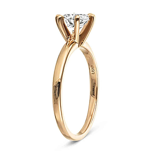  Lab-grown diamond rose gold six prong solitaire engagement ring.