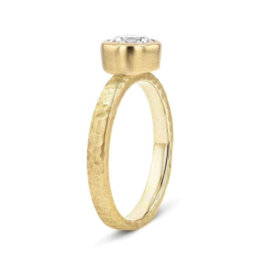 Shown in 14K Yellow Gold with a Satin Hammer Finish
