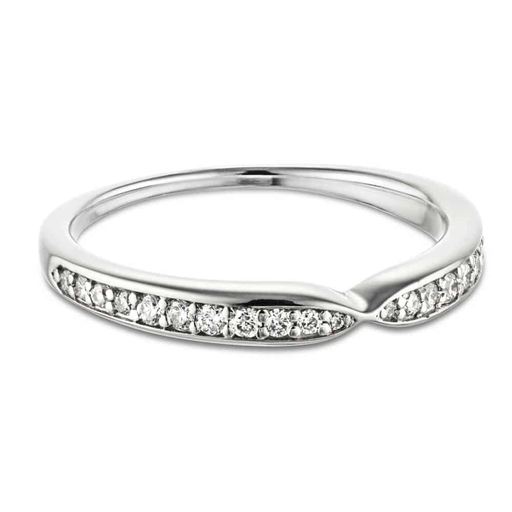 Unity diamond accented wedding band in recycled 14K white gold made to fit the Unity Engagement Ring 