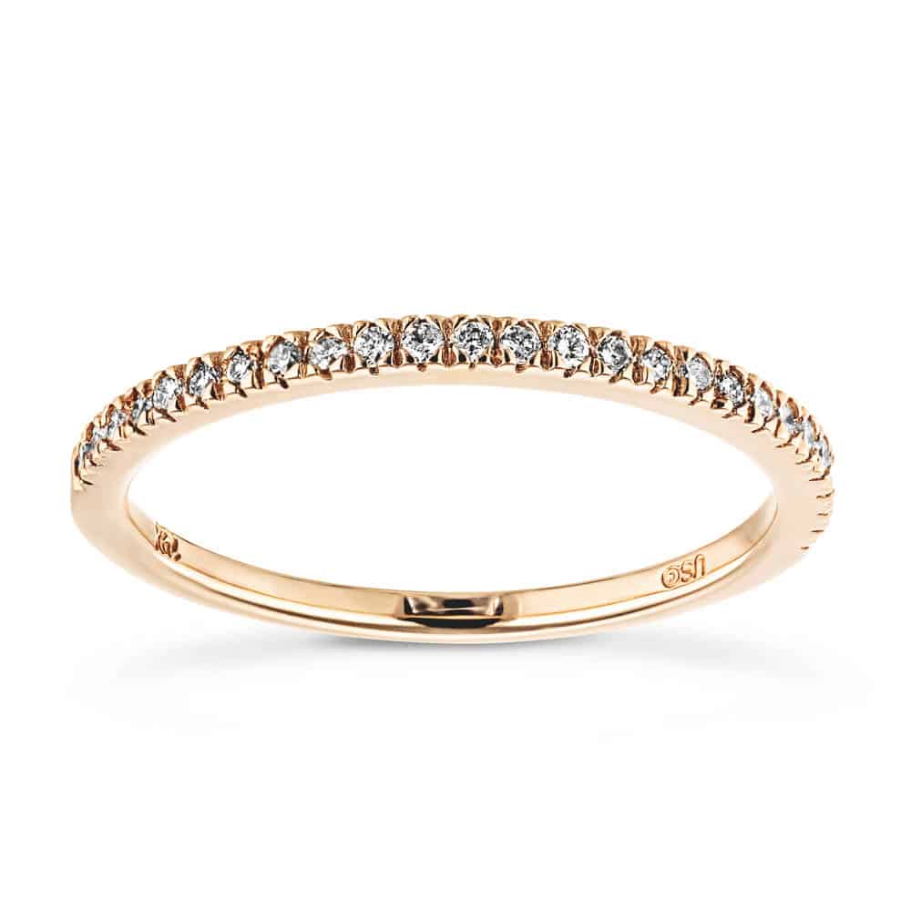 Vintage Style Diamond Accented Wedding Band with recycled diamonds shown in 14k Yellow Gold with recycled diamonds 