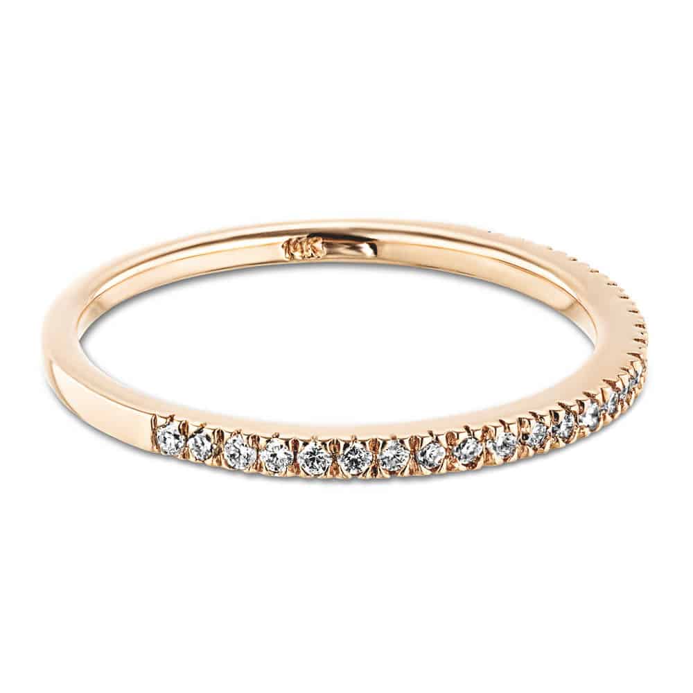 Vintage Style Diamond Accented Wedding Band with lab grown diamonds shown in 14k Yellow Gold 
