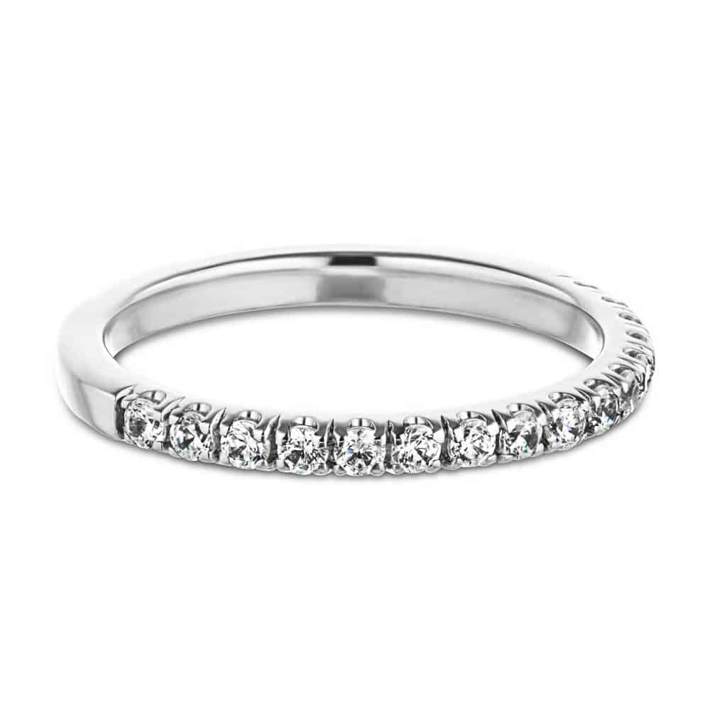 Diamond accented wedding band in recycled 14K white gold made to fit the Venise Engagement Ring | stackable wedding band Diamond accented wedding band in recycled 14K white gold made to fit the Venise Engagement Ring