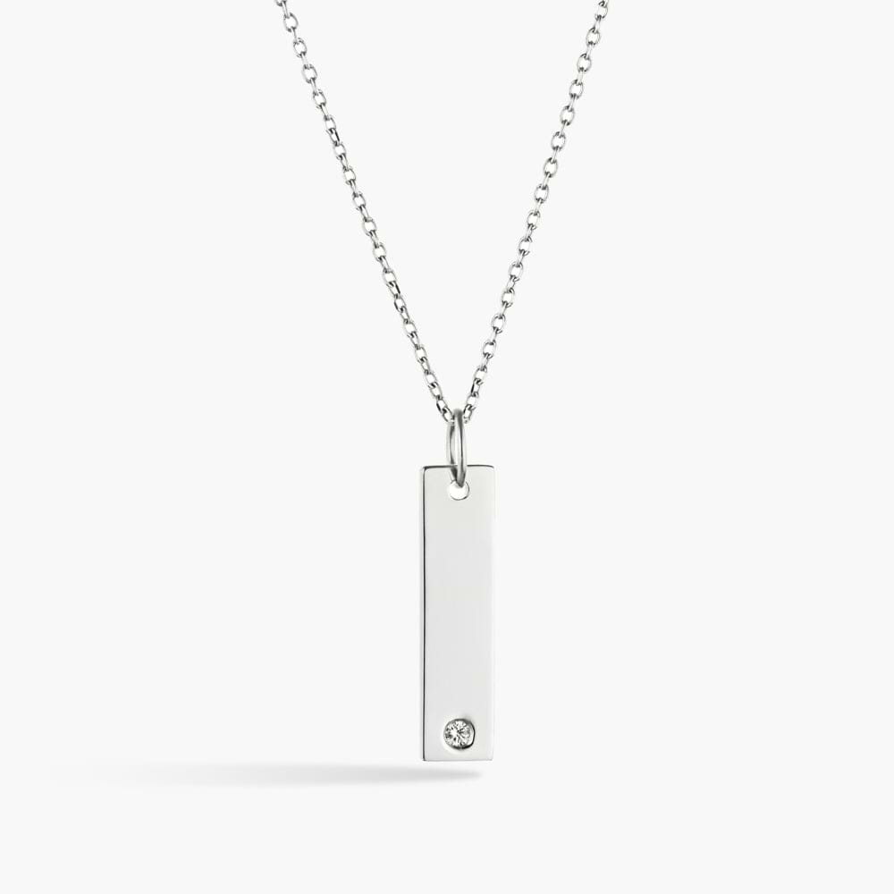 Accented Bezel Necklace (RTS) set in 14K white gold 