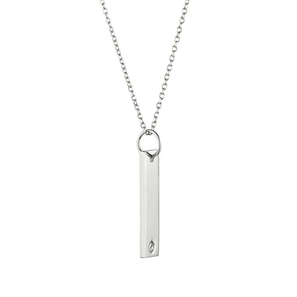 Accented Vertical Bar Necklace in 14K white gold 