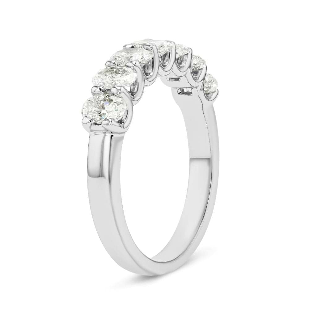 Shown in 14K White Gold|oval cut lab grown diamond fashion band set in 14k white gold recycled metal