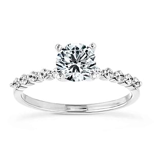  diamond accented engagement ring Shown with a 1.0ct Round cut Lab-Grown Diamond with accenting diamonds on the band in recycled 14K white gold