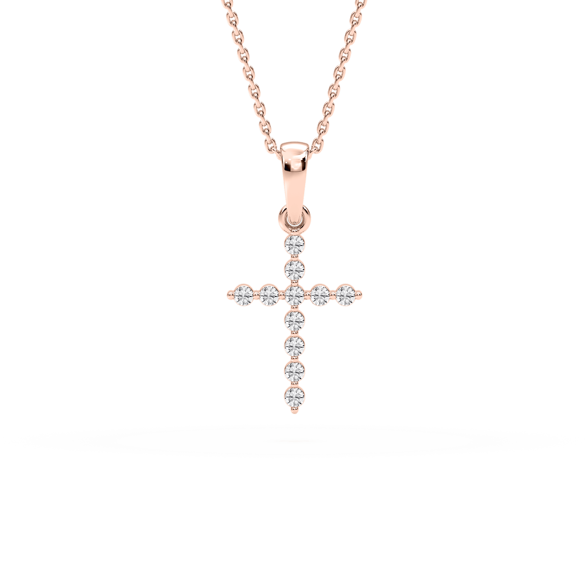 1/10 ctw Round Lab Grown Diamond Shared Prong Cross Pendant – 16 to 18 inches