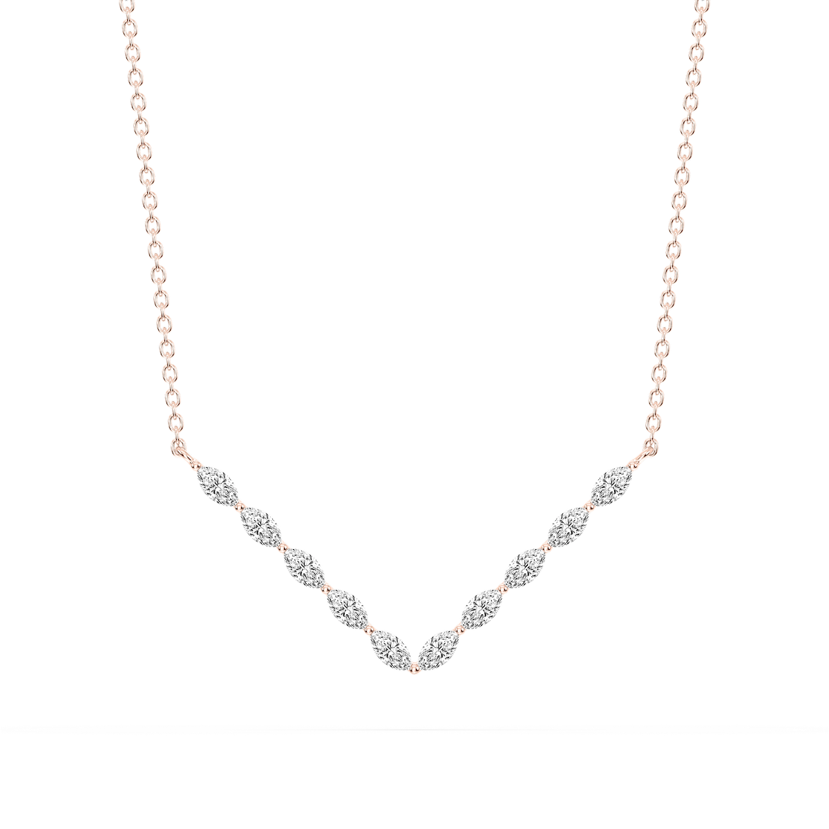 1/2 ctw Marquise Lab Grown Diamond Share Prong V Necklace - 18 Inches