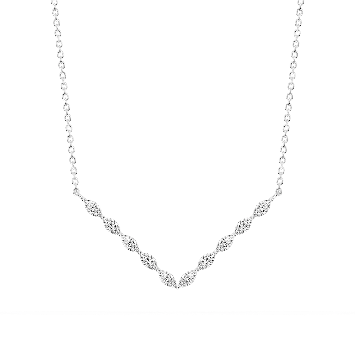 1/2 ctw Marquise Lab Grown Diamond Share Prong V Necklace - 18 Inches