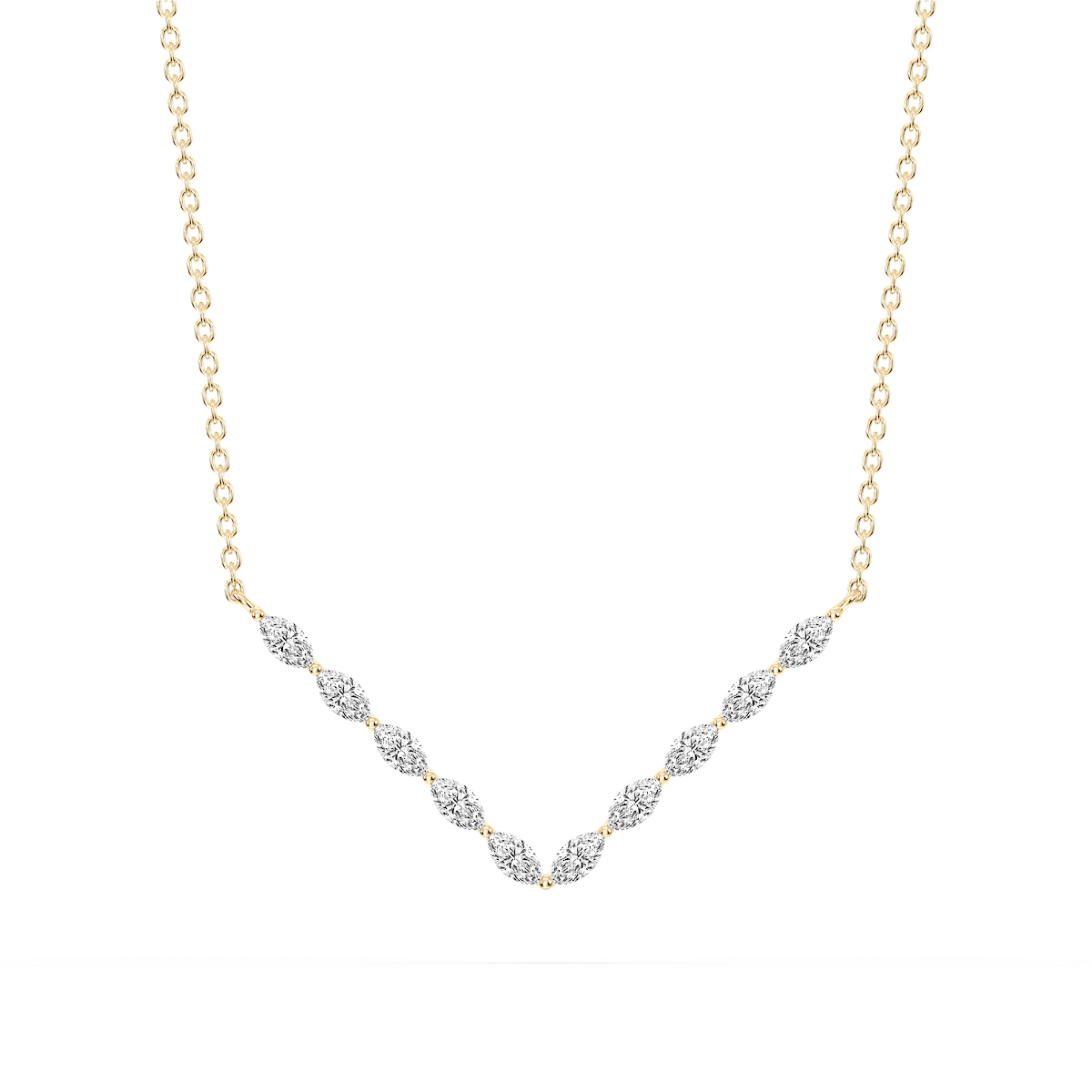 1/2 ctw Marquise Lab Grown Diamond Share Prong V Necklace - 18 Inches