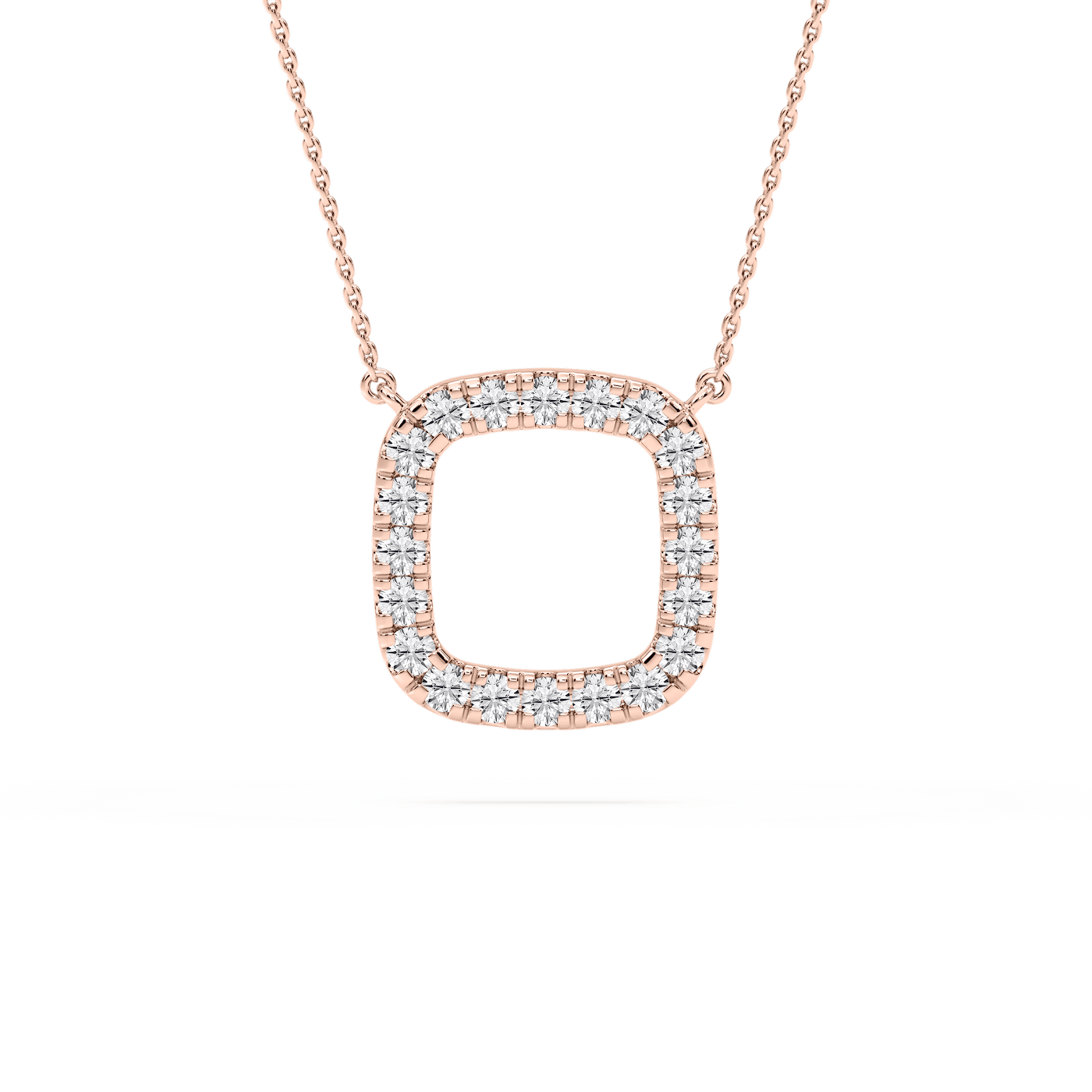 1/6 ctw Round Lab Grown Diamond Pave Open Square Pendant – 16 to 18 inches