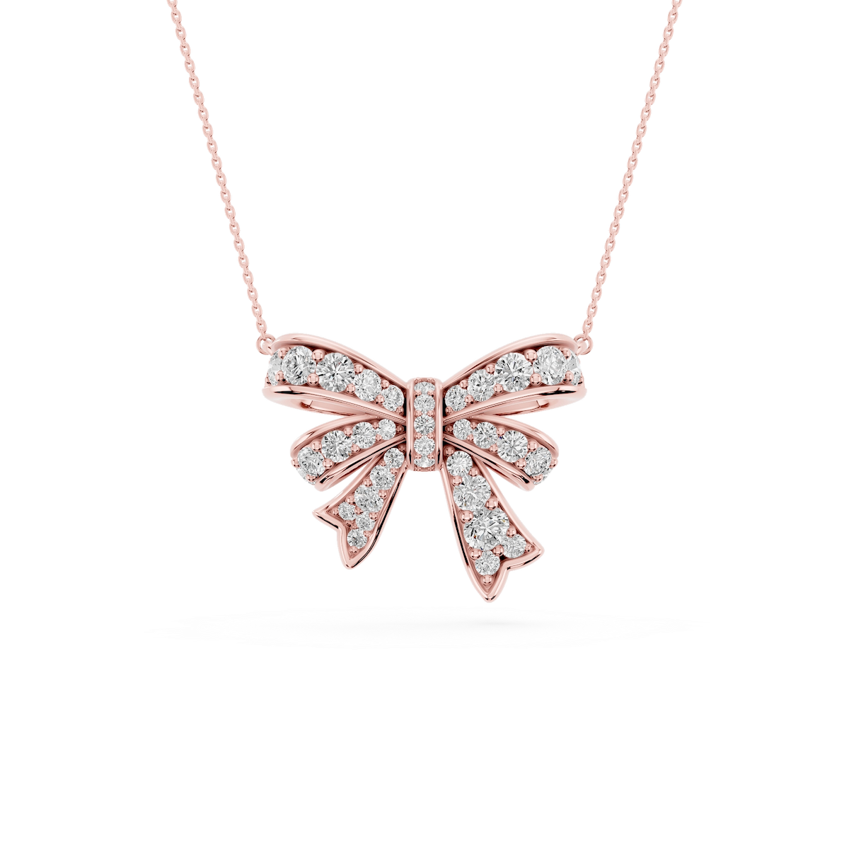 1  ½ ctw Round Lab Grown Diamond Channel Set Bow Pendant - 16 to 18 Inches