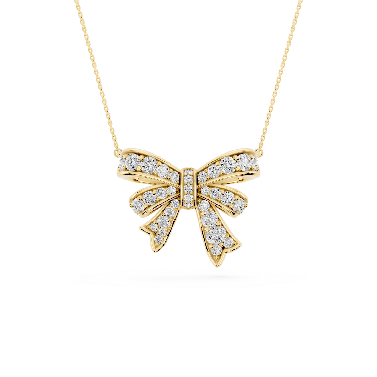 1  ½ ctw Round Lab Grown Diamond Channel Set Bow Pendant - 16 to 18 Inches