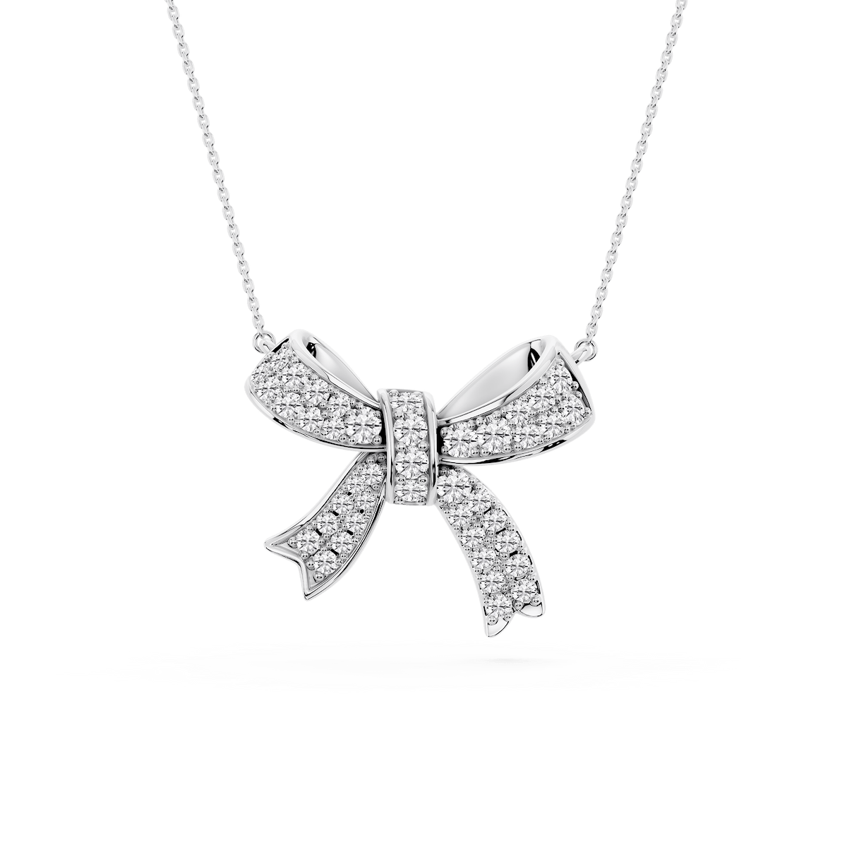 1 ctw Round Lab Grown Diamond Asymmetrical Bow Pendant - 16 to 18 inches