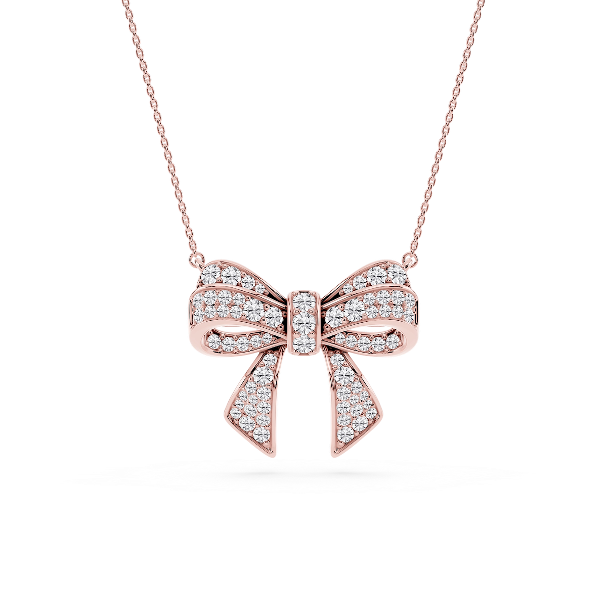 1 ½ ctw Round Lab Grown Diamond Channel Bow Pendant - 16 to 18 inches