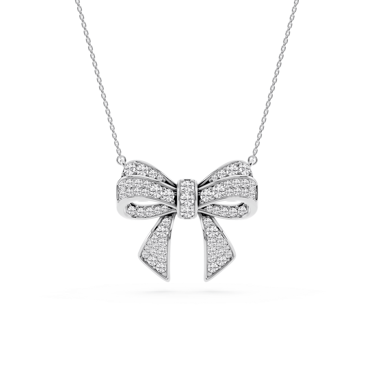 1 ½ ctw Round Lab Grown Diamond Channel Bow Pendant - 16 to 18 inches