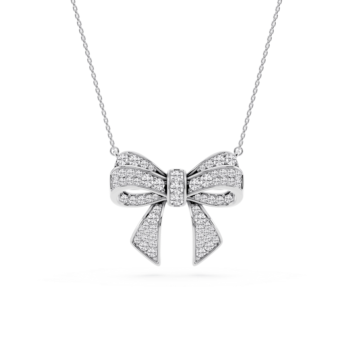 1 ½ ctw Round Lab Grown Diamond Channel Bow Pendant - 16 to 18 inches