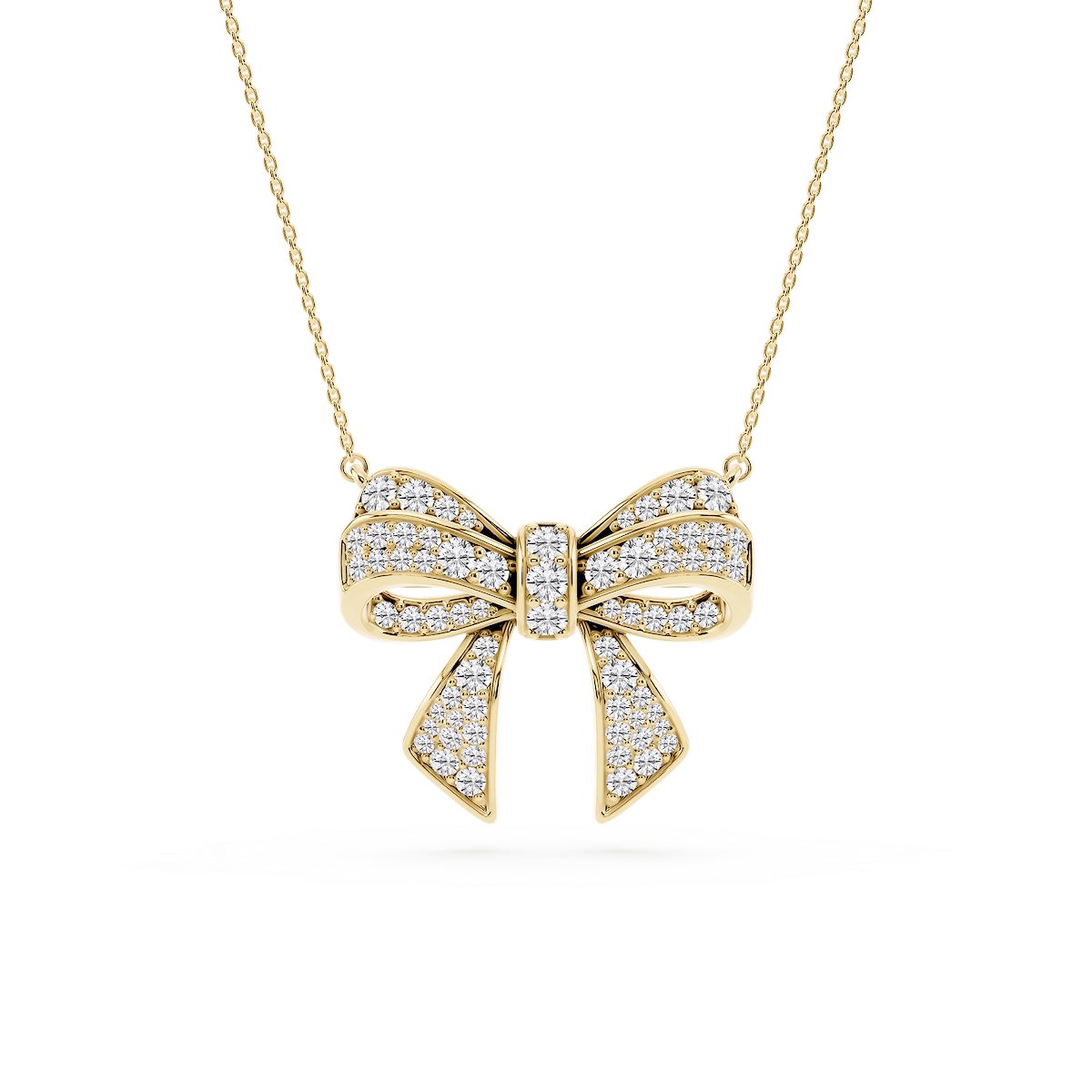 1 ½ ctw Round Lab Grown Diamond Channel Bow Pendant - 16 to 18 inches
