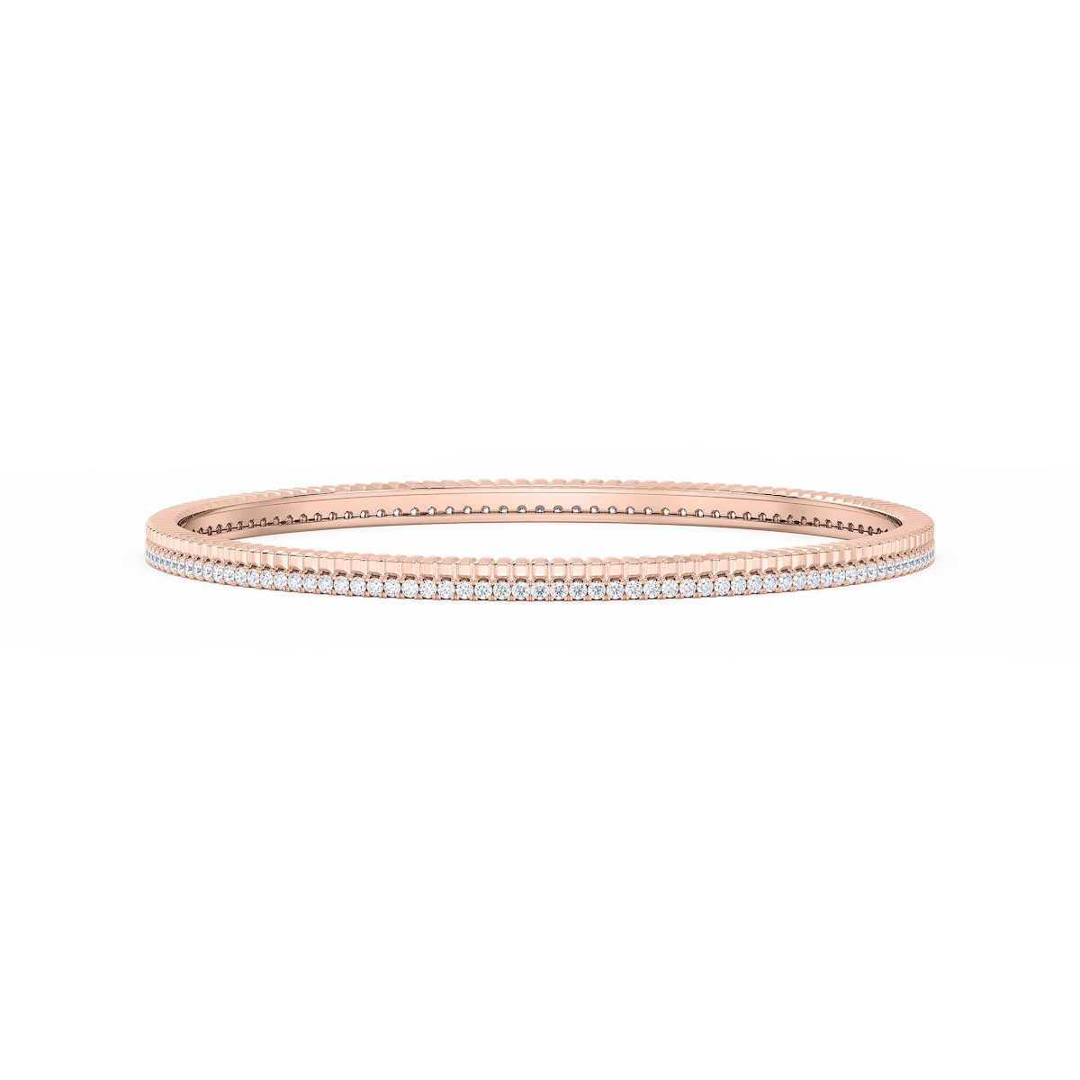 1 ½ ctw Round Lab Grown Diamond Double Row Bangle Bracelet  - 7.25 Inches