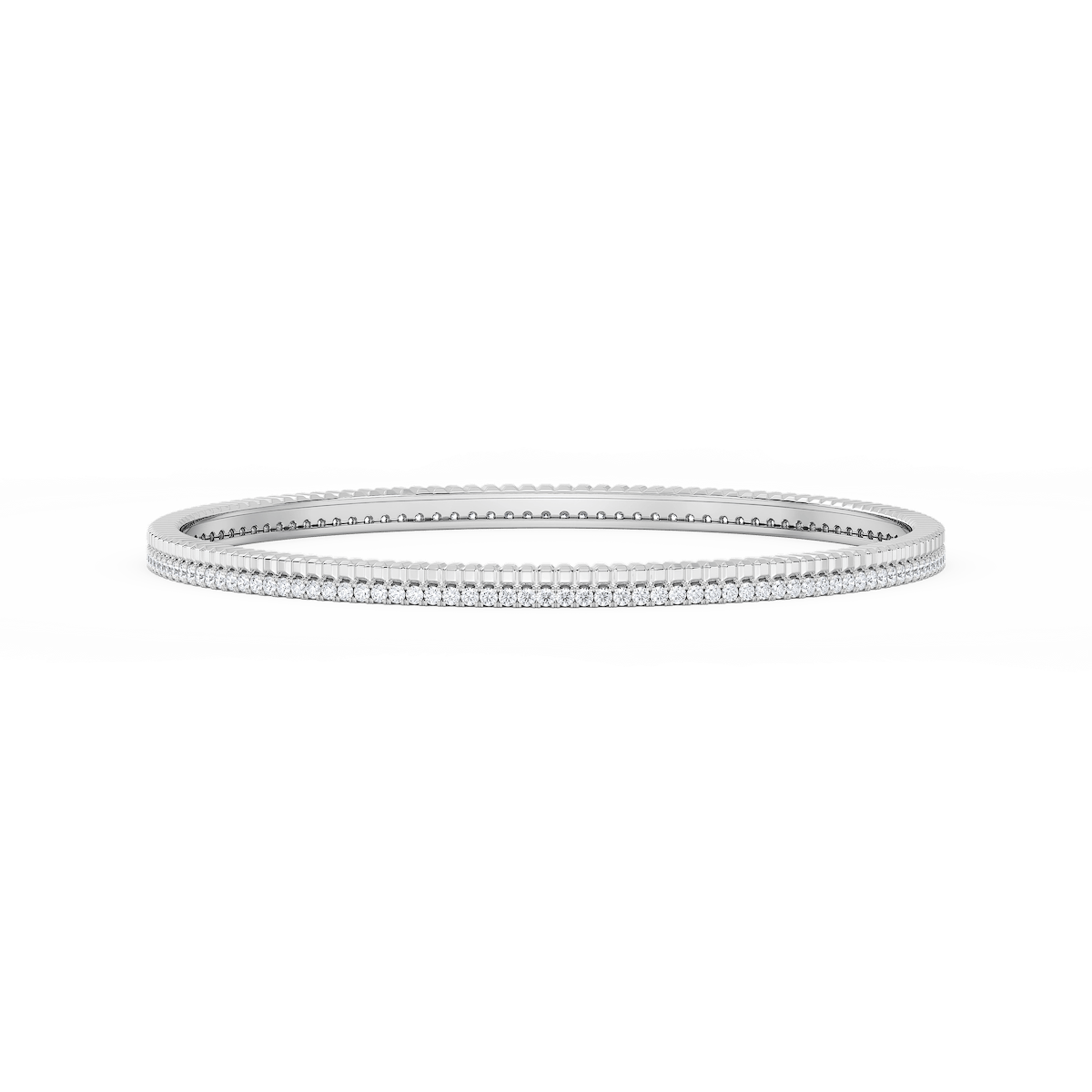1 ½ ctw Round Lab Grown Diamond Double Row Bangle Bracelet  - 7.25 Inches