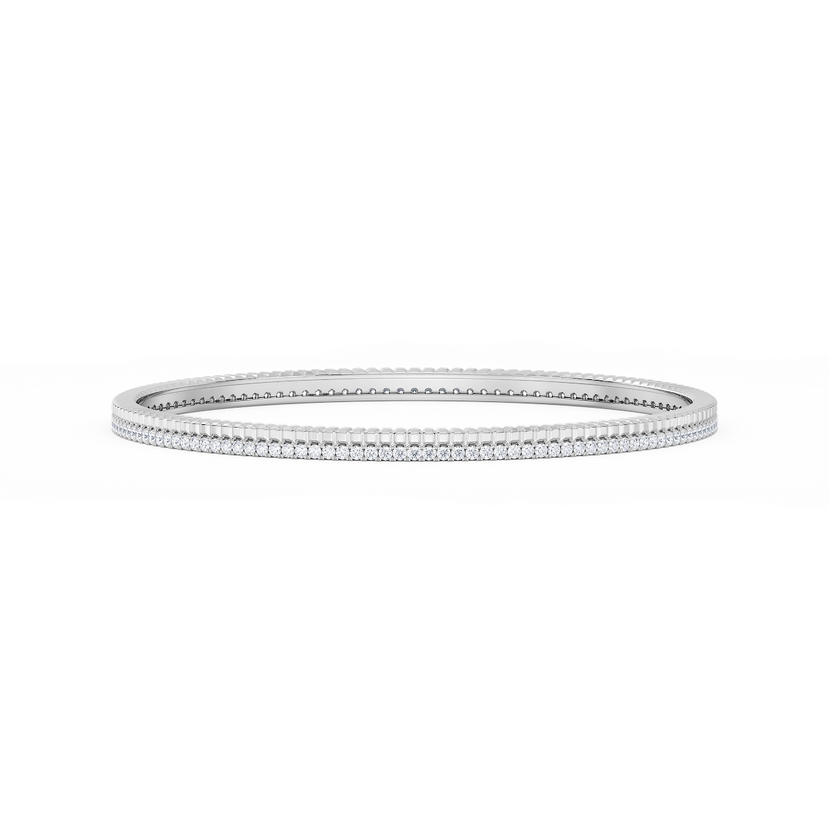 1 ½ ctw Round Lab Grown Diamond Double Row Bangle Bracelet  - 7.25 Inches