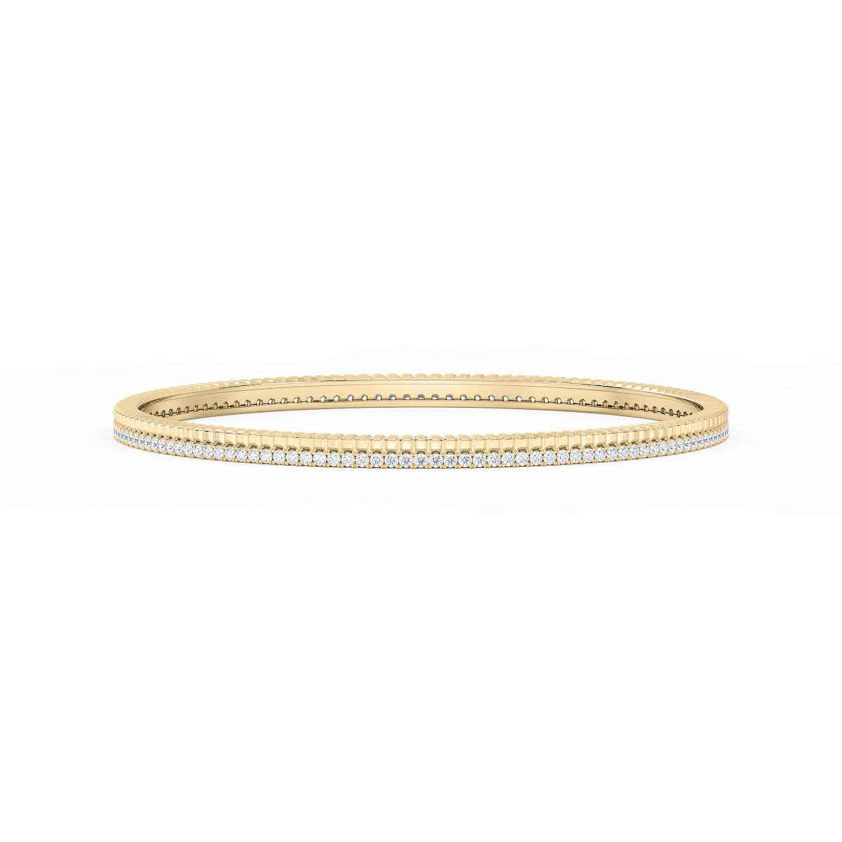1 ½ ctw Round Lab Grown Diamond Double Row Bangle Bracelet  - 7.25 Inches