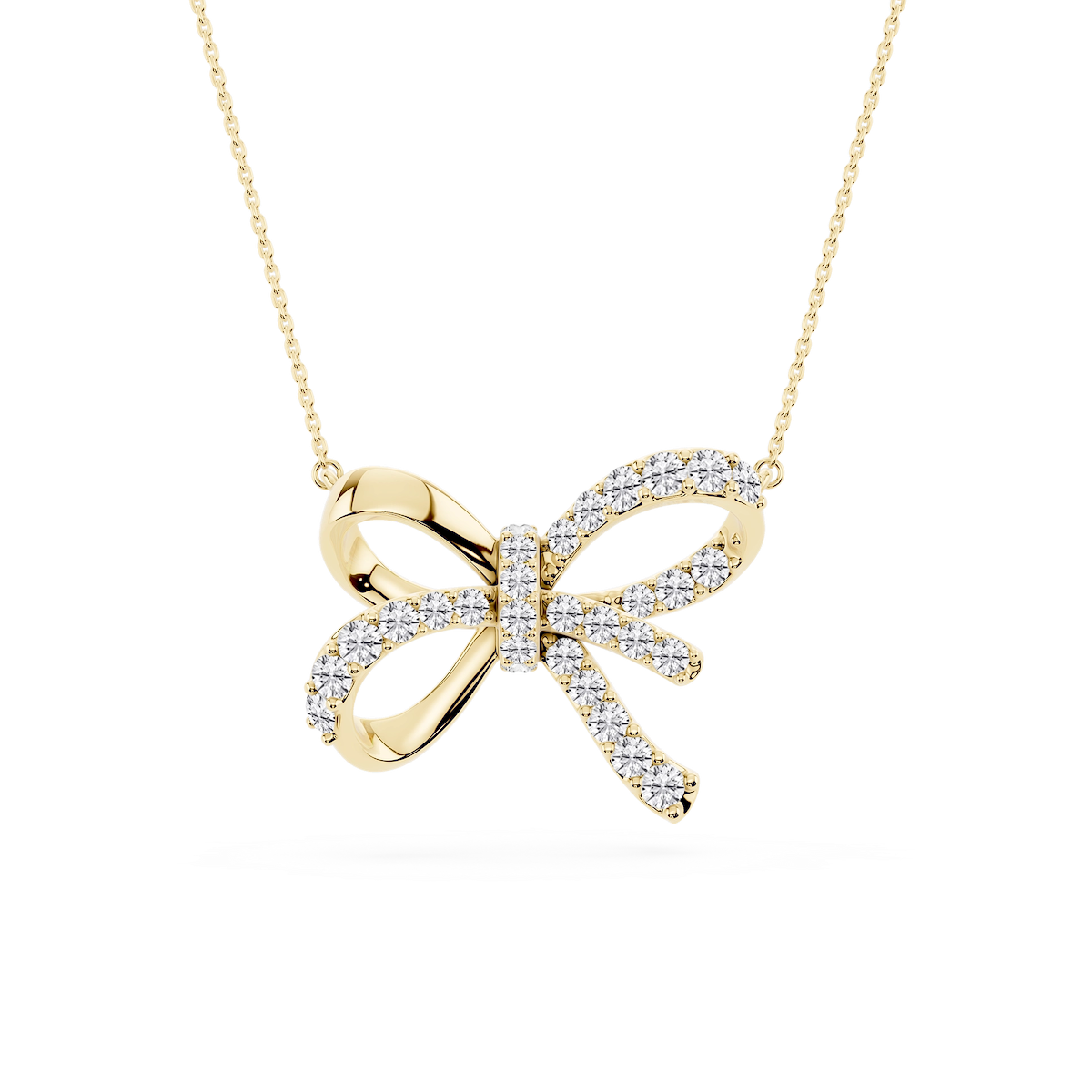 1 ⁵⁄₈ ctw Round Lab Grown Diamond Pave Bow Pendant - 16 to 18 inches