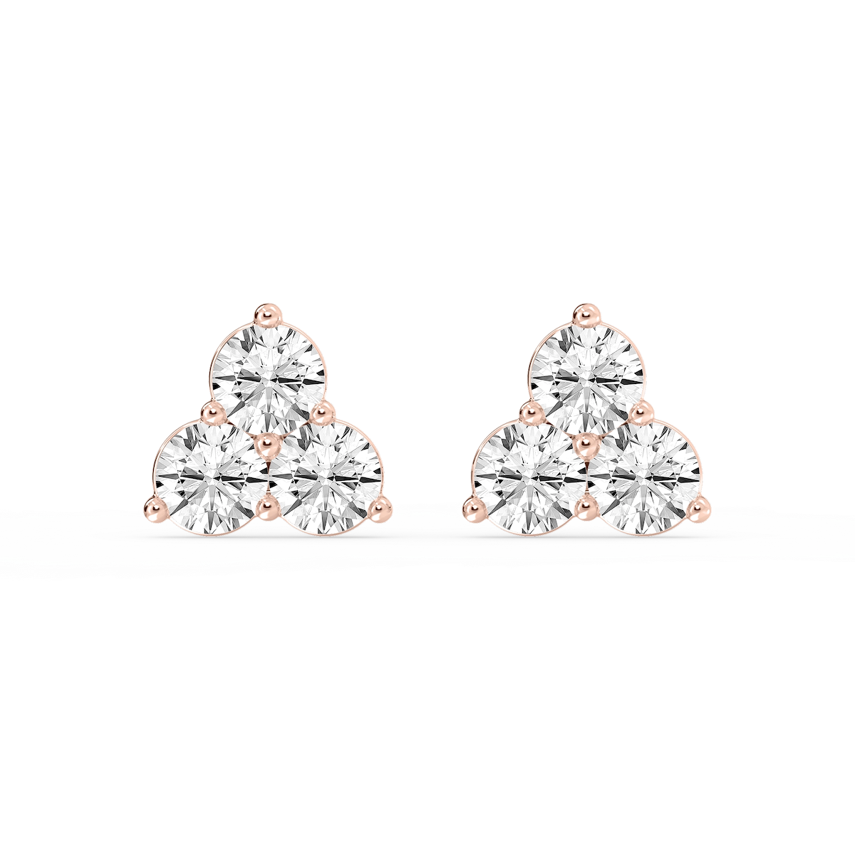 1 ¹⁄₁₀ ctw Round Lab Grown Diamond Three Stone Stud Earrings