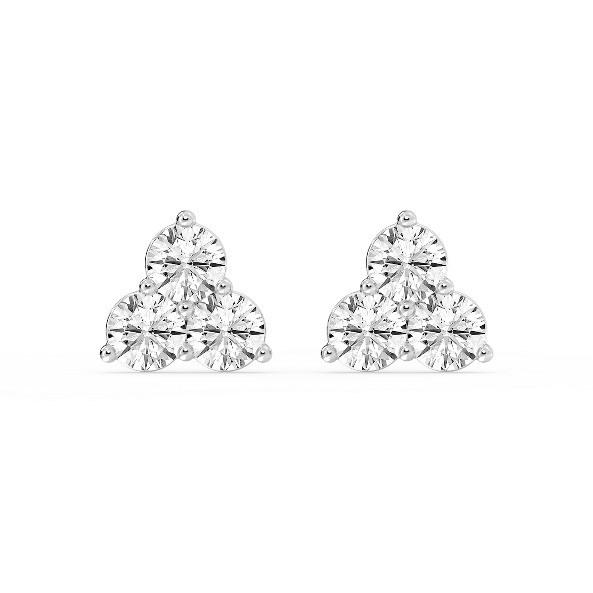 1 ¹⁄₁₀ ctw Round Lab Grown Diamond Three Stone Stud Earrings