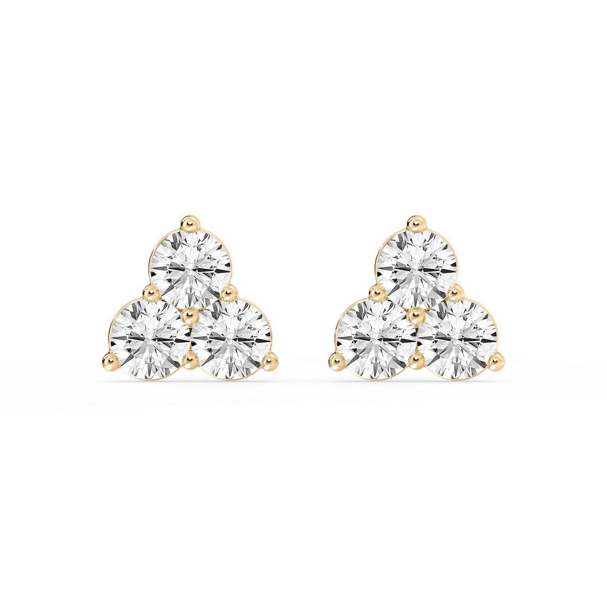 1 ¹⁄₁₀ ctw Round Lab Grown Diamond Three Stone Stud Earrings