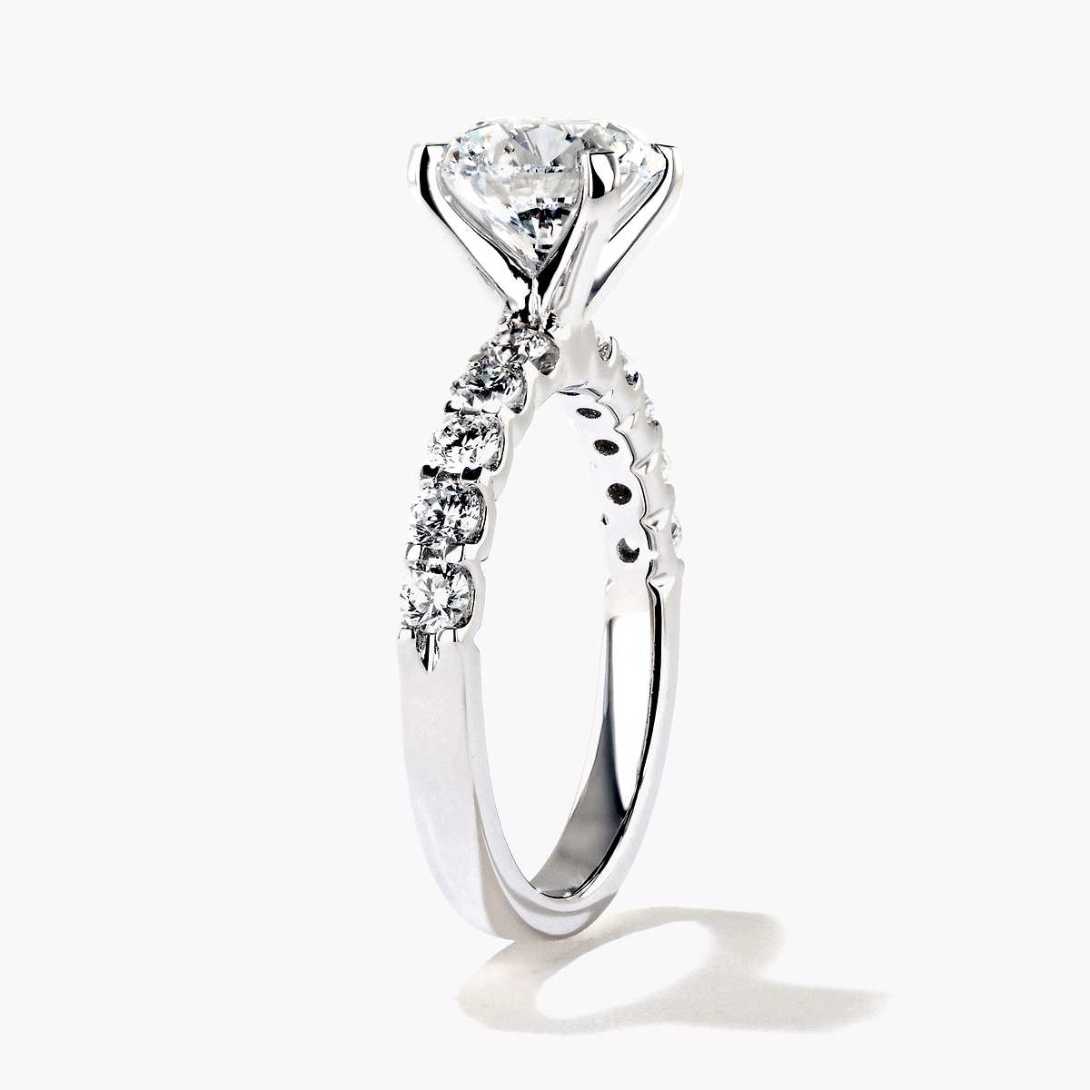 10 Stone Accented Engagement Ring - 2.00ct Round Cut Lab-Grown Diamond (RTS)