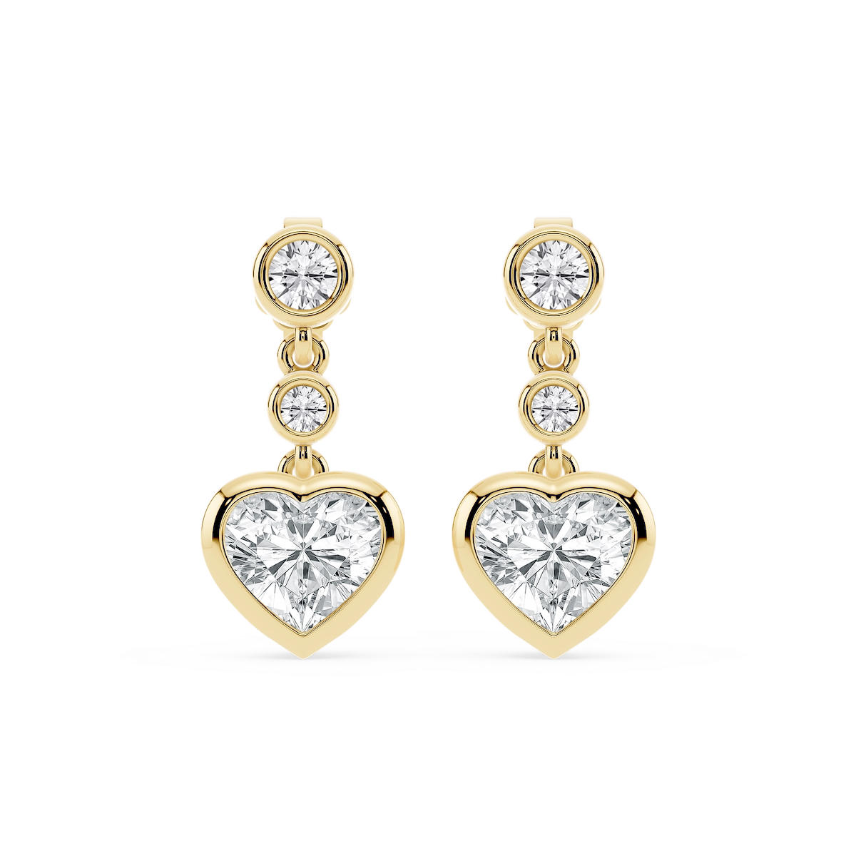 2 ¼ ctw Heart and Round Lab Grown Diamond Three Stone Drop Earrings