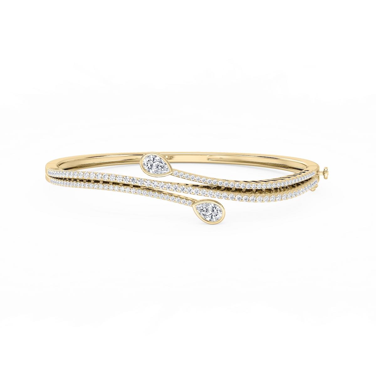 2 ¼ ctw Pear and Round Lab Grown Diamond Bypass Bangle Bracelet  - 7.25 Inches