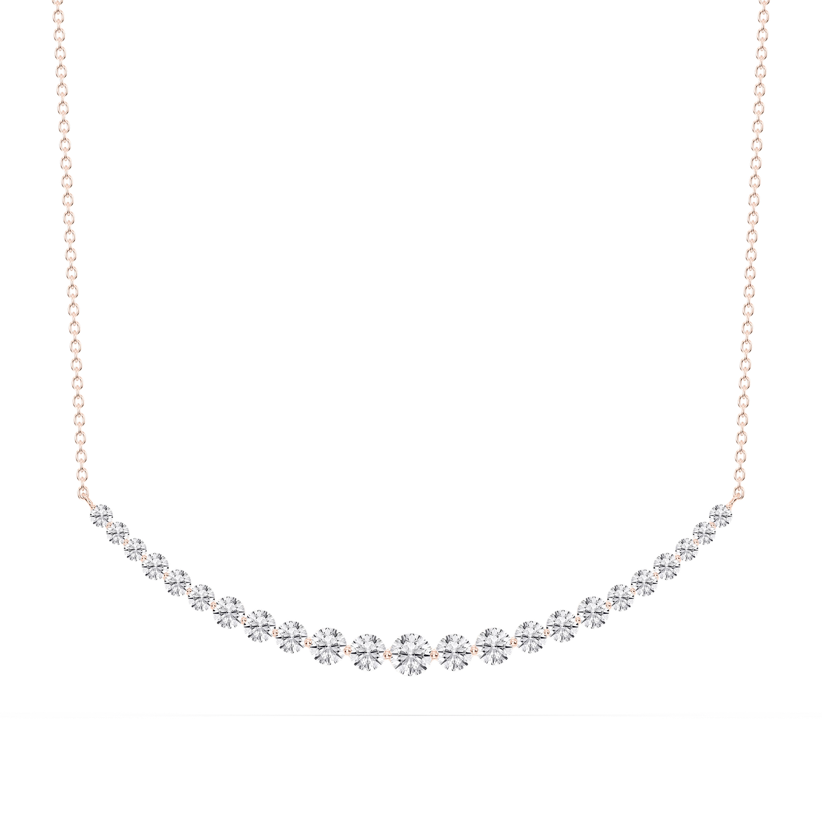 2 ctw Round Lab Grown Diamond Shared Prong Smile Necklace - 18 Inches