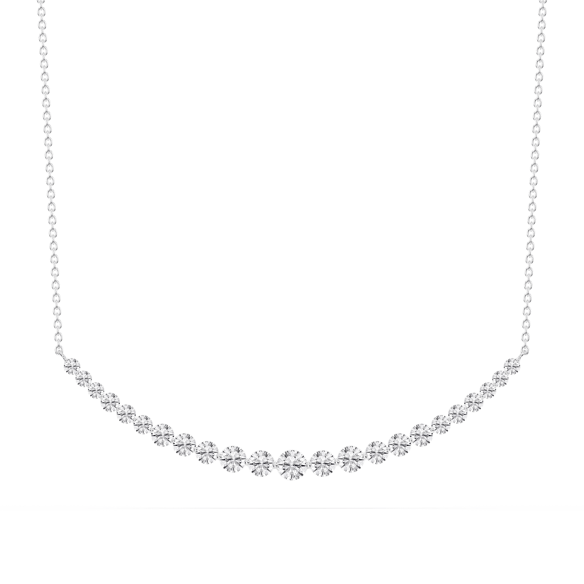 2 ctw Round Lab Grown Diamond Shared Prong Smile Necklace - 16 to 18 Inches