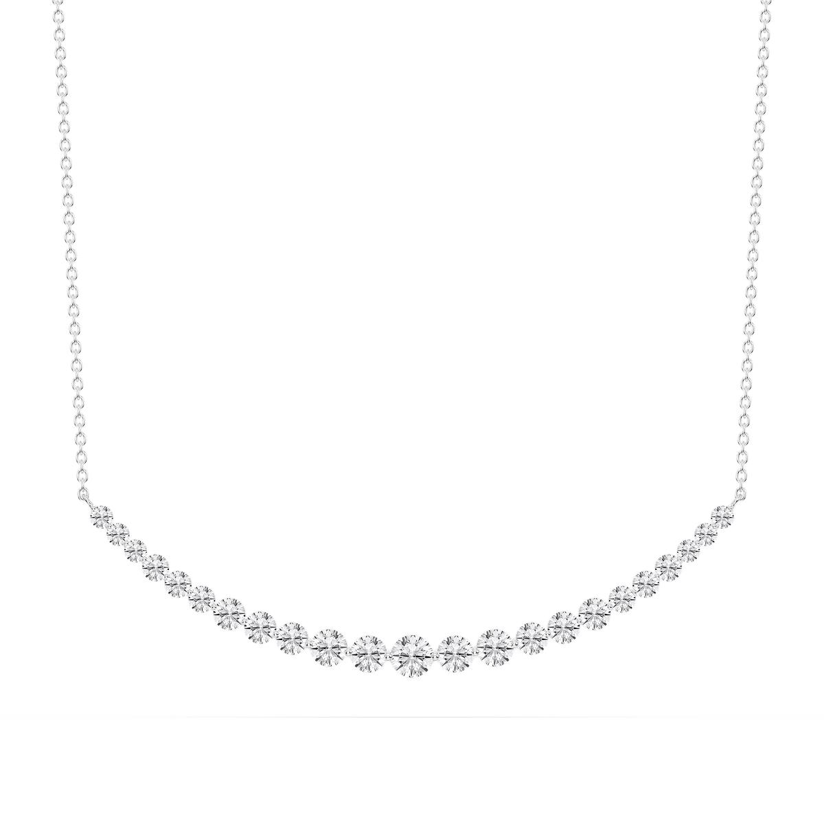 2 ctw Round Lab Grown Diamond Shared Prong Smile Necklace - 18 Inches